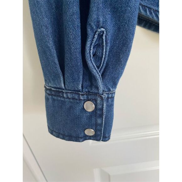 NWT Steve Madden Denim CHARLEY Snap-Up TOP Sz XS - Picture 9 of 11